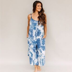 j Valdi Blue Tie-Dye Women's Jumpsuit